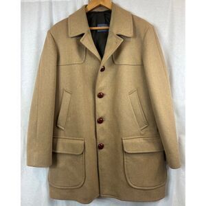Vintage Pendleton Wool Overcoat Trench Coat Tan Brown USA Size 42